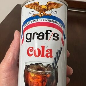 Vintage Graf's Cola Soda Pop Can Straight Steel Milwaukee WI Wright Brothers